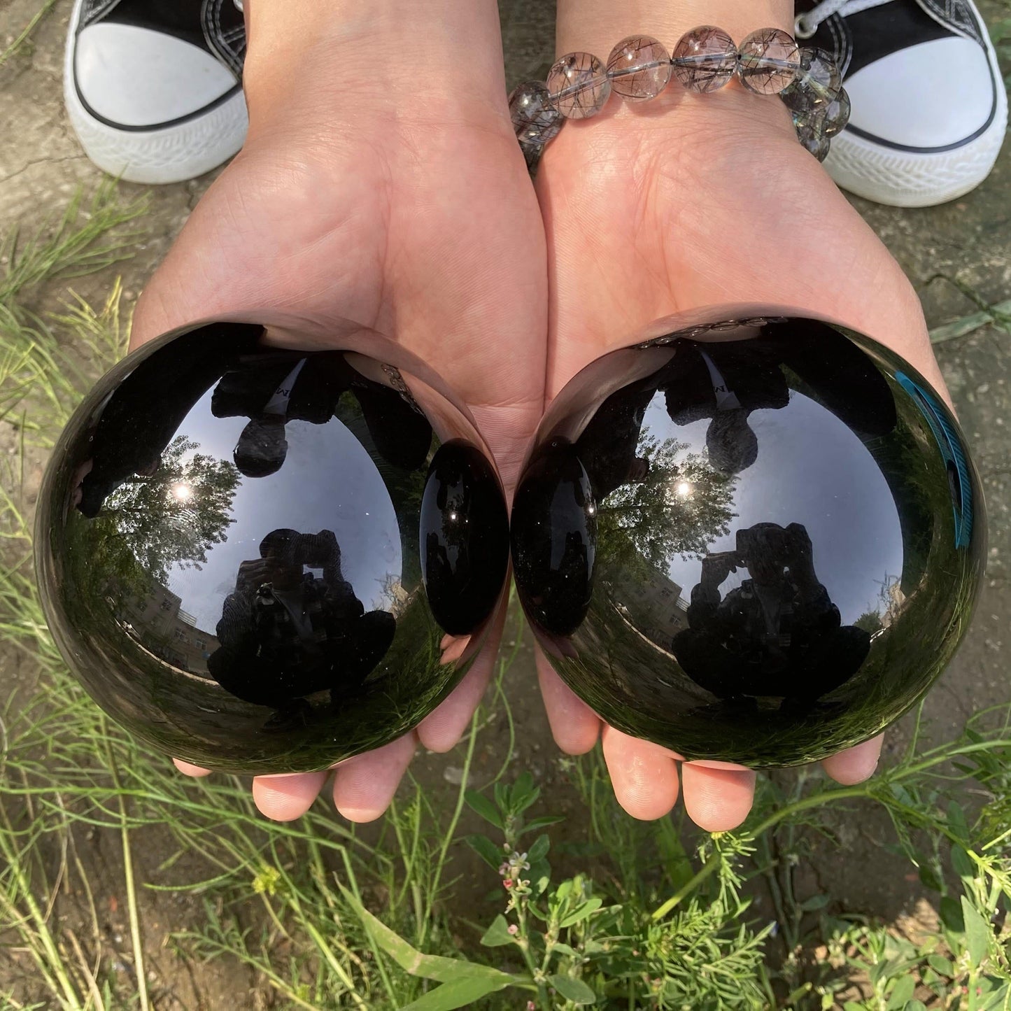 Obsidian Crystal Sphere Decoration for Energy Cleansing