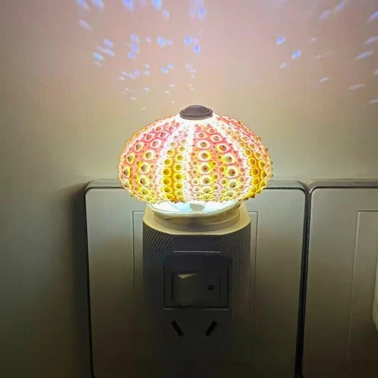 DIY Table Lamp with Natural Sea Urchin Shell and Gold Base
