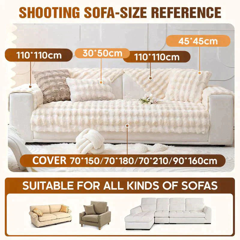 Thick Rabbit Fleece Plush Sofa Cover