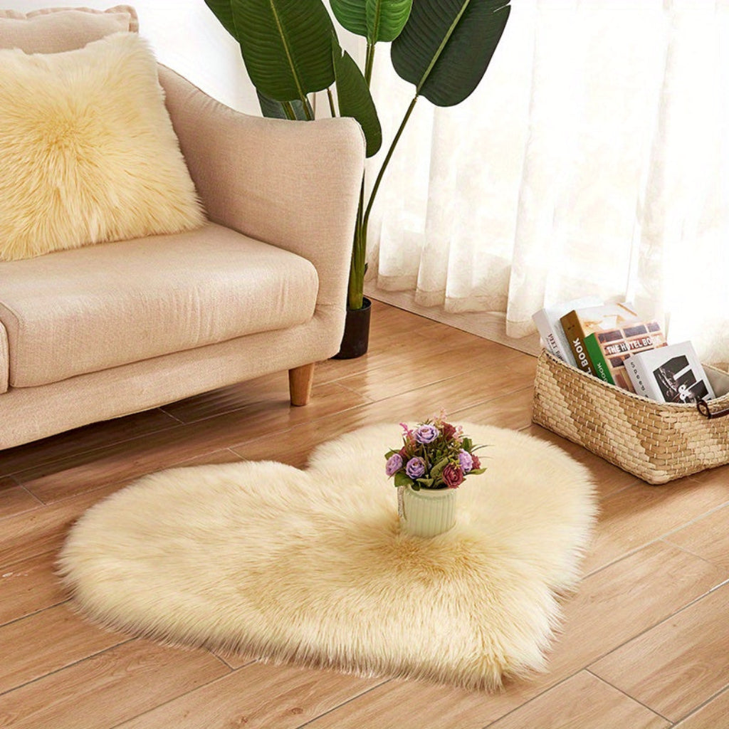 Plush Heart Shaped Area Mat for Cozy Indoor Use