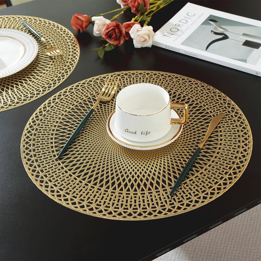 Round Geometric PVC Placemats - Heat-Resistant Elegant Table Mats