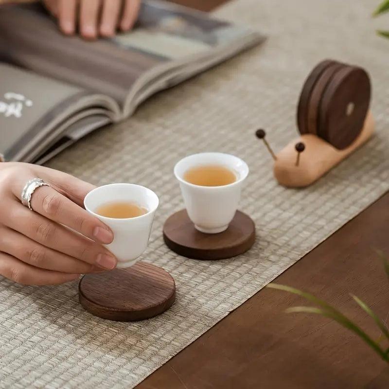 Wooden Coaster Set with Tree Trunk Design for Table Protection