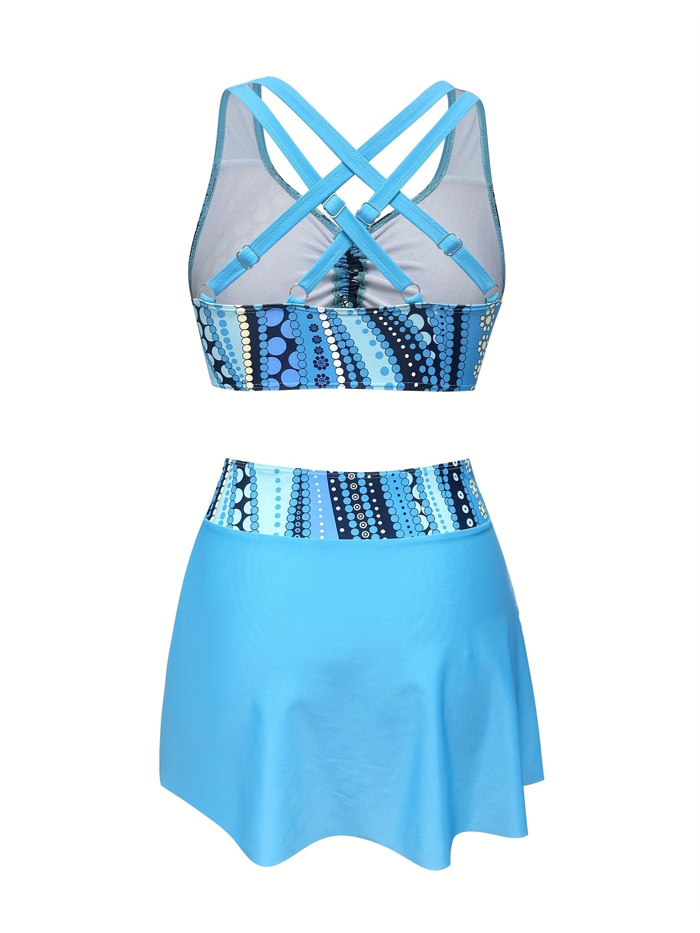 Polka Dot V-Neck Tankini Set with Skirt for Women
