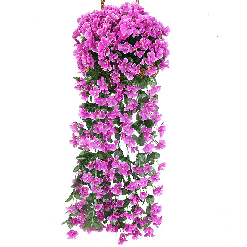 Purple Silk Hanging Flower Basket