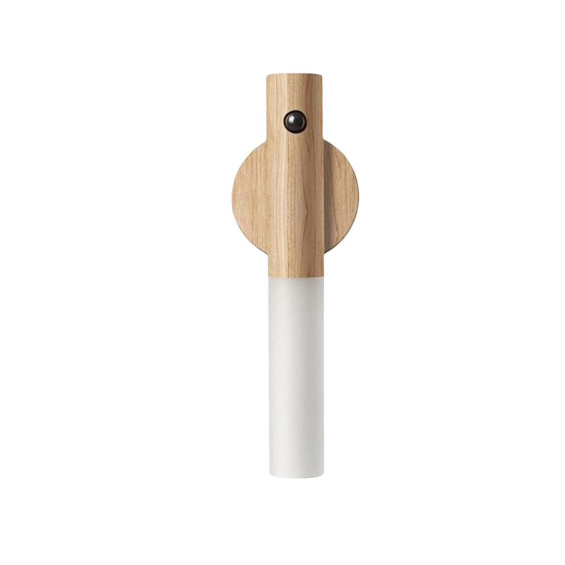 Rechargeable Motion Sensor Night Light - Modern Wood Wall Lamp