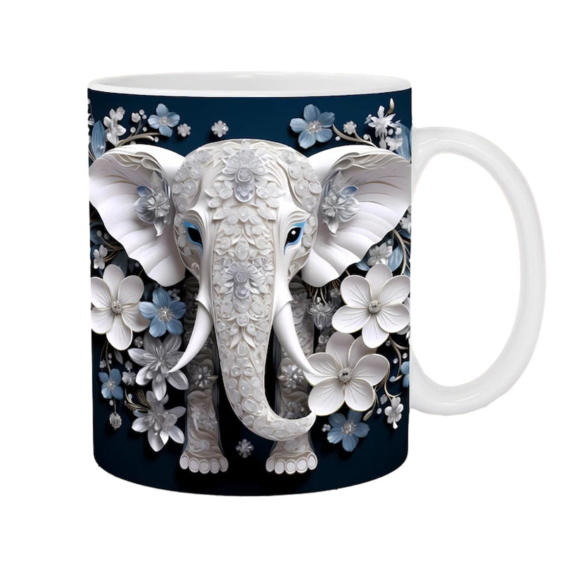 3D Elephant Ceramic Coffee Mug - Customizable Travel Cup