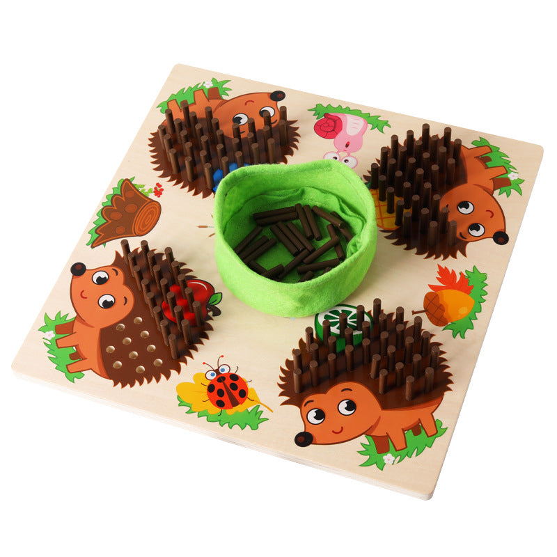 Wooden Hedgehog Counting Game for Kids - Montessori Educational Toy