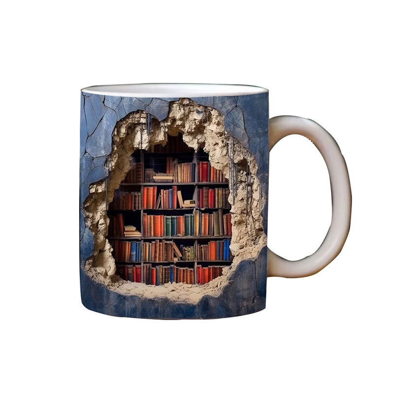 3D Ceramic Library Mug for Book Lovers