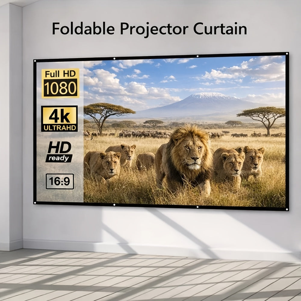 100 Inch Portable Beach Scene Projector Screen - Foldable Indoor/Outdoor Display with Spandex Material
