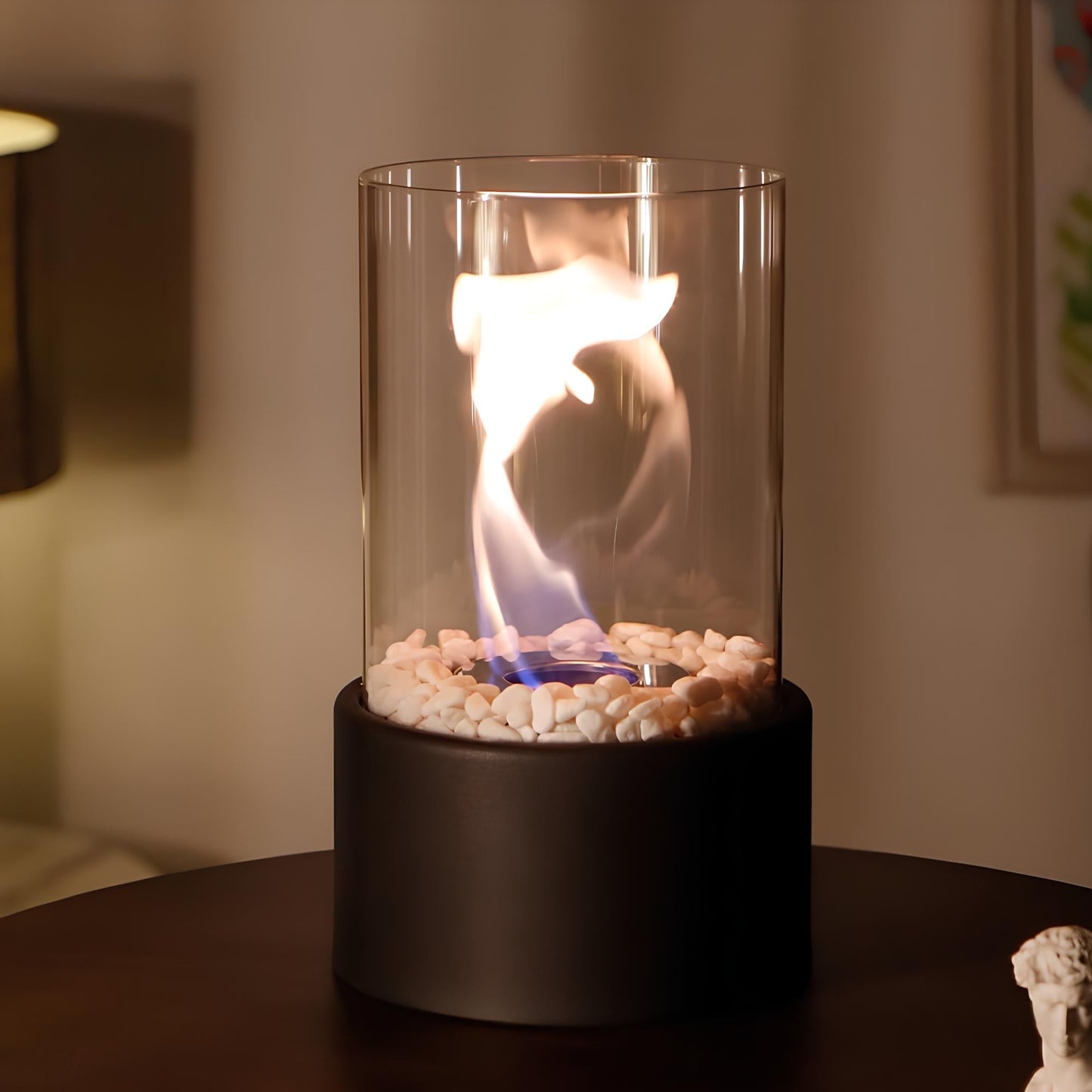 Glass Oil Table Lamp with Removable Cylinder and Metal Base