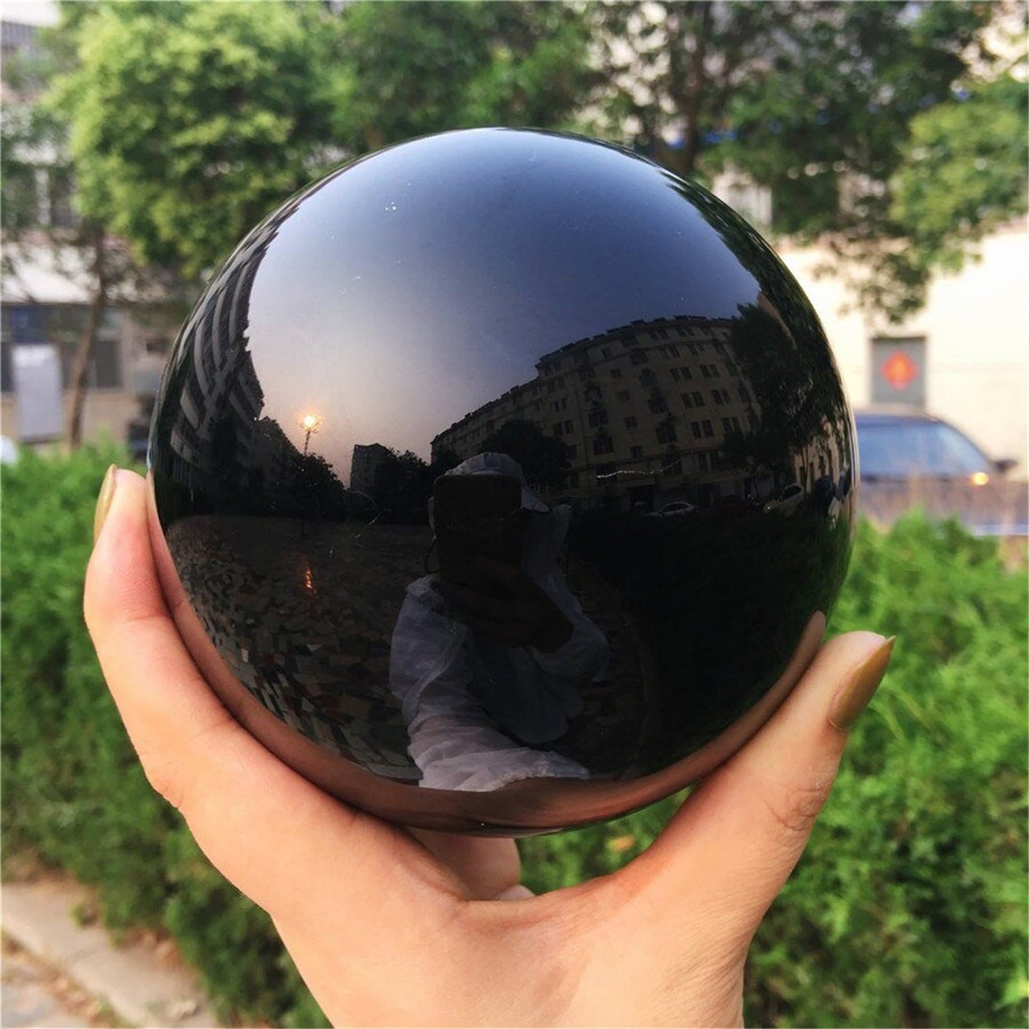 Obsidian Crystal Sphere Decoration for Energy Cleansing