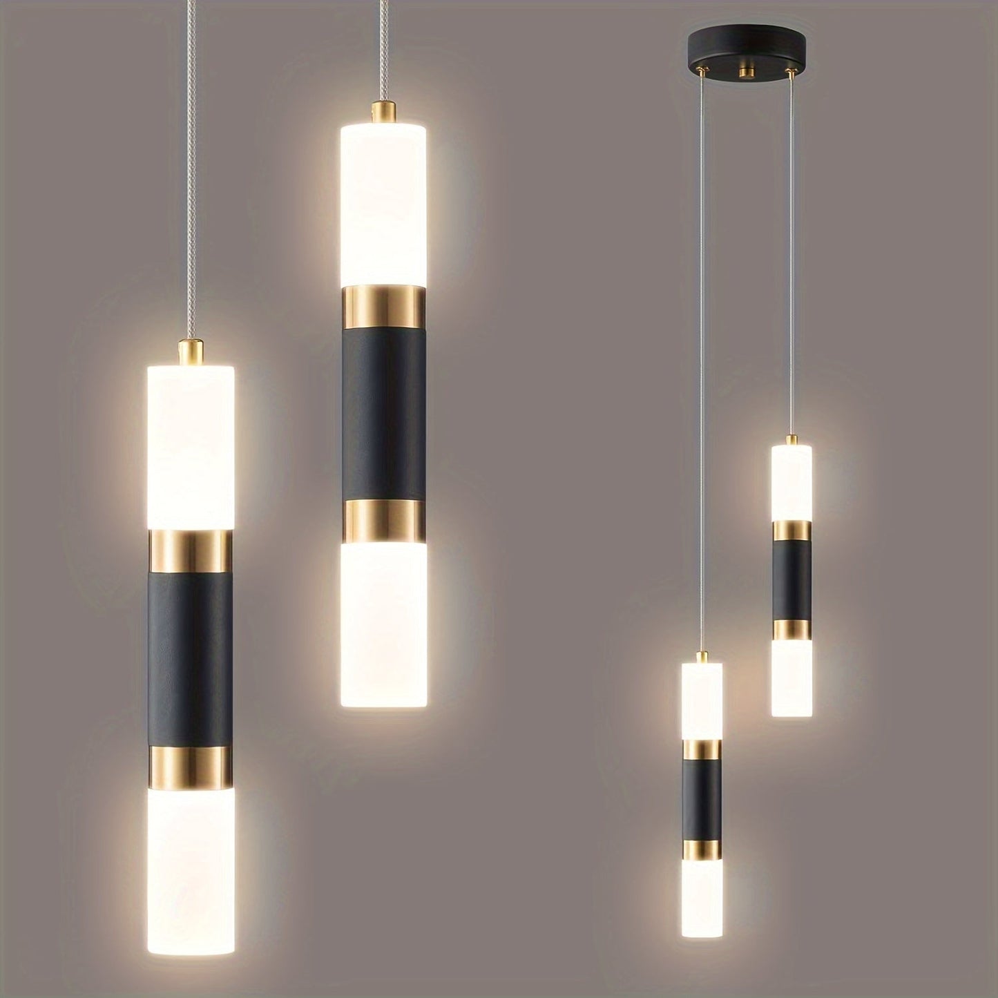 Modern Black and Gold Dimmable Mini Pendant Light - 2-Light or 3-Light Options