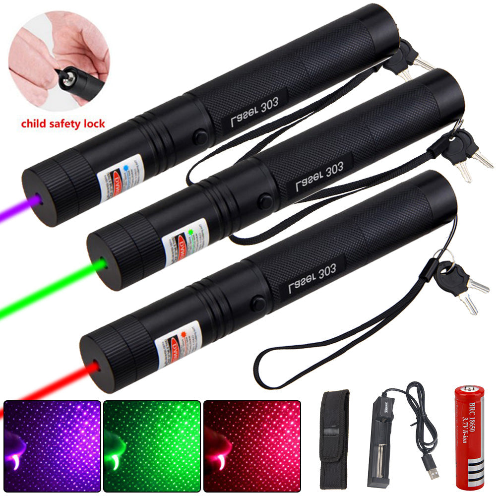 Rechargeable USB Laser Pointer with Adjustable Focus and Safety Lock