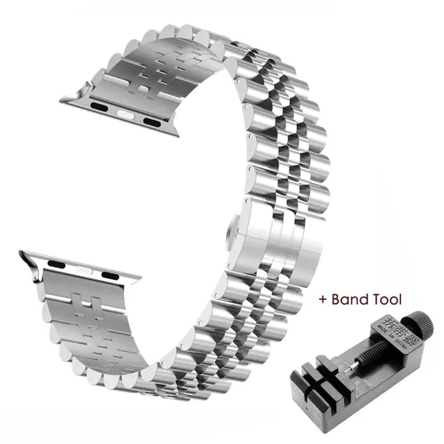Stainless Steel Apple Watch Bracelet - Adjustable, Elegant Design