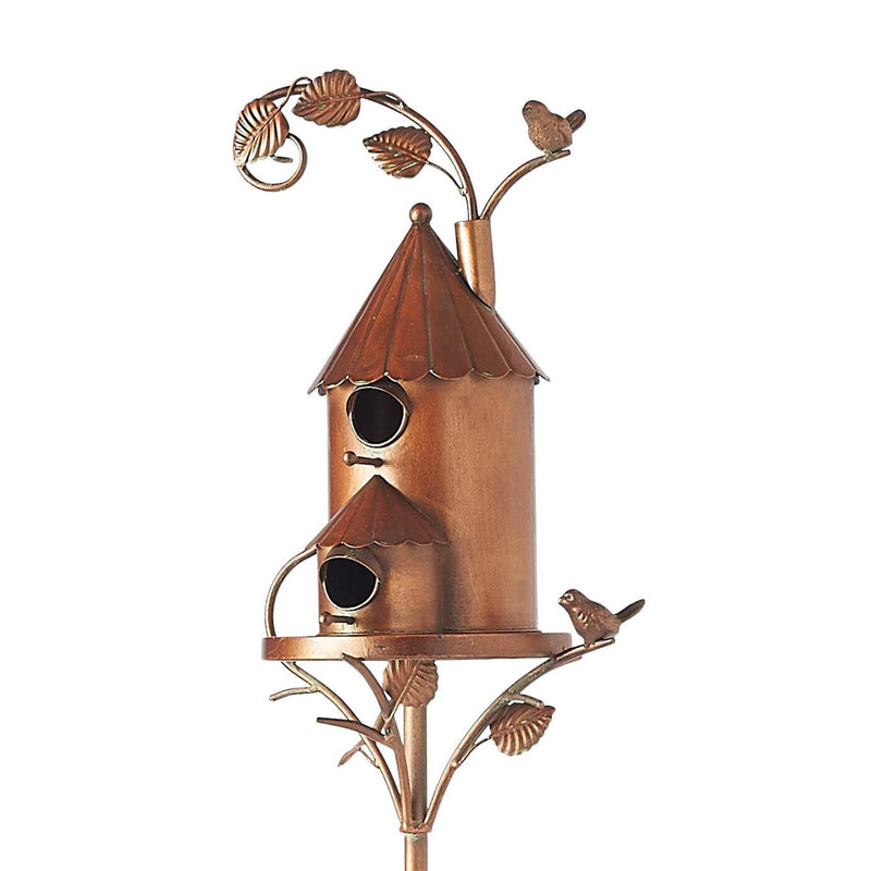 Rustic Metal Birdhouse Garden Stakes for Outdoor Decor