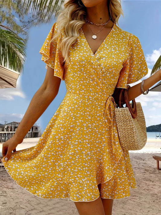 Floral Wrap Summer Dress for Women