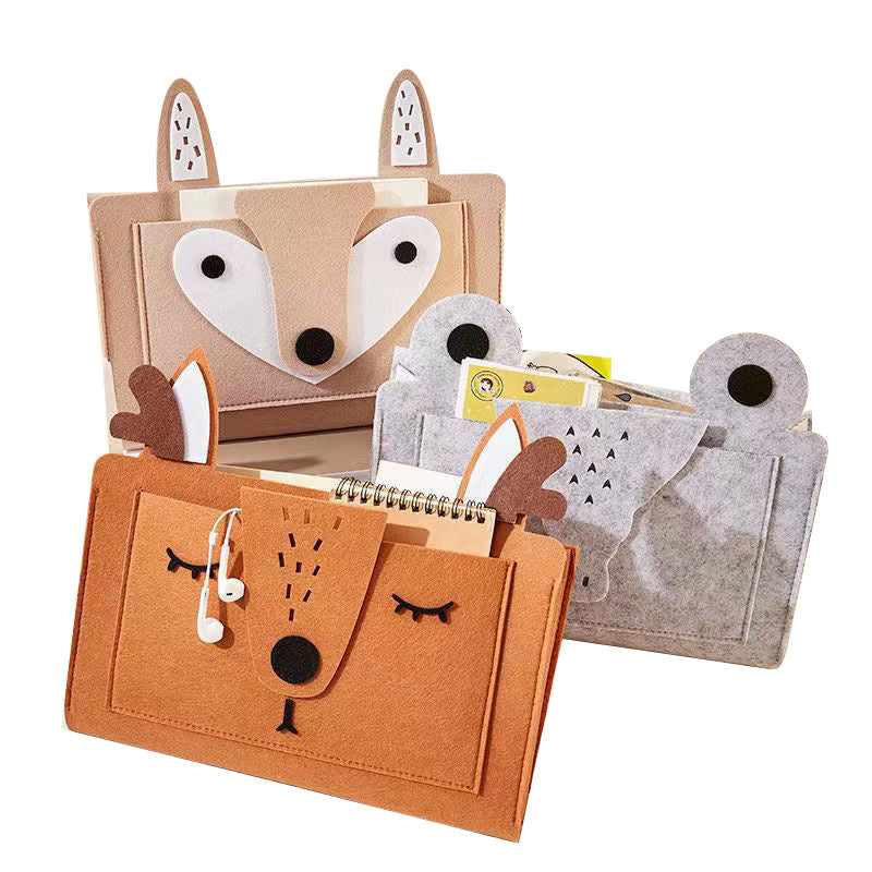 Hanging Felt Nightstand Storage Caddy with Large Pockets