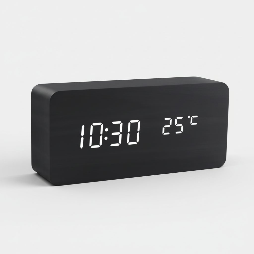 Voice-Controlled LED Wooden Clock with Minimalist Design