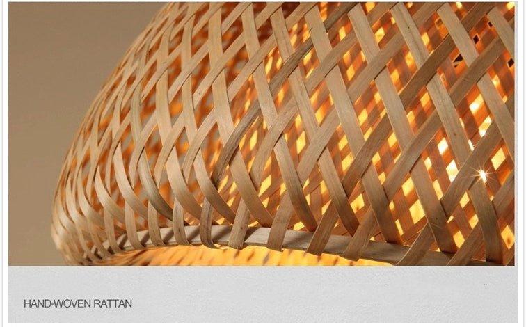 Handcrafted Bamboo Ceiling Lamp with Rattan Accent