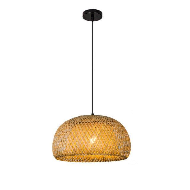 Handcrafted Bamboo Ceiling Lamp with Rattan Accent