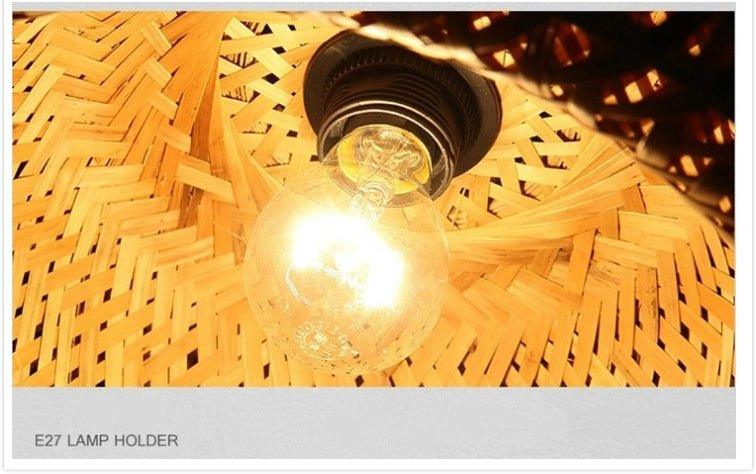 Handcrafted Bamboo Ceiling Lamp with Rattan Accent