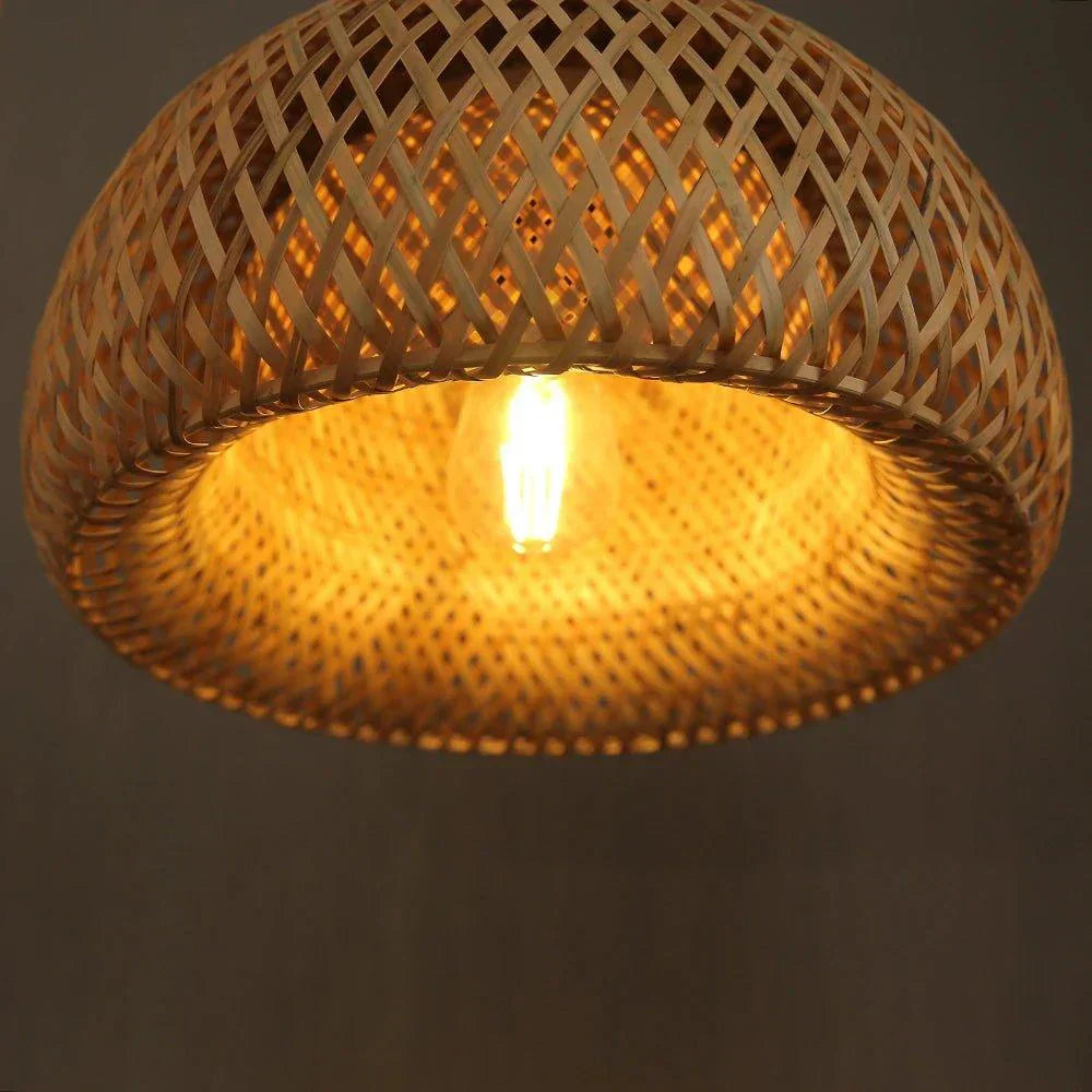 Handcrafted Bamboo Ceiling Lamp with Rattan Accent