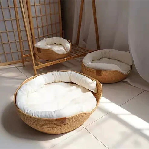 Eco-Friendly Bamboo Pet Bed for Dogs and Cats