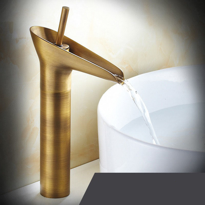Antique Bronze Waterfall Bathroom Sink Faucet