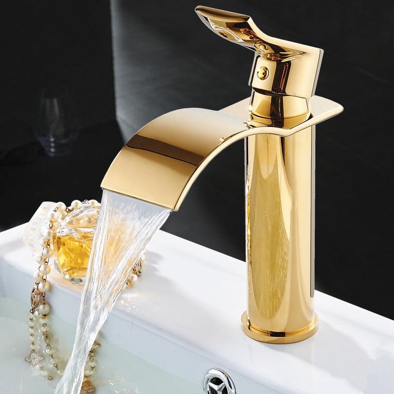 Brass Waterfall Vanity Faucet Mixer Tap