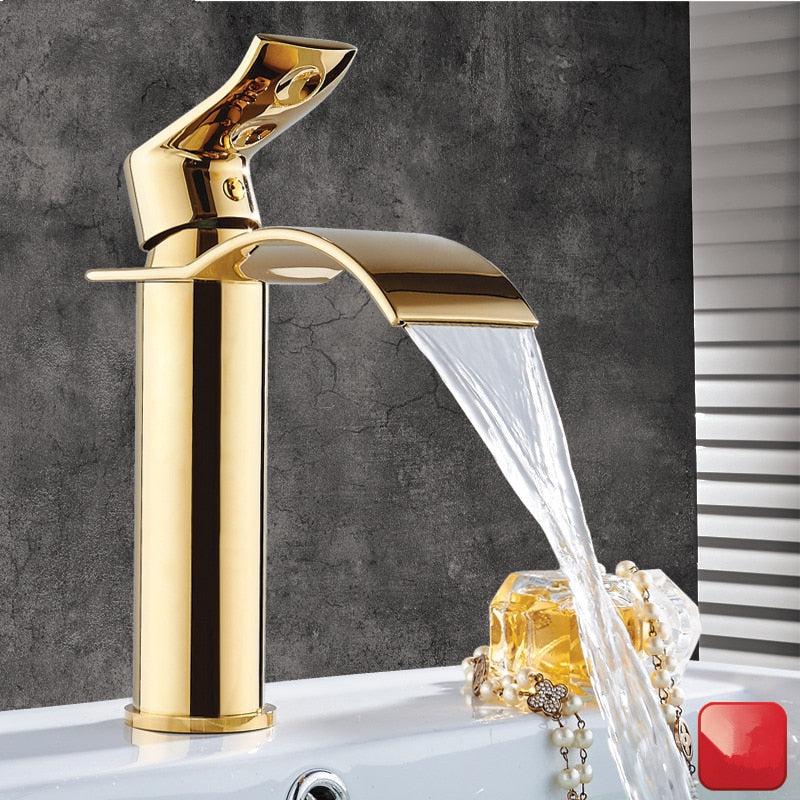 Brass Waterfall Vanity Faucet Mixer Tap