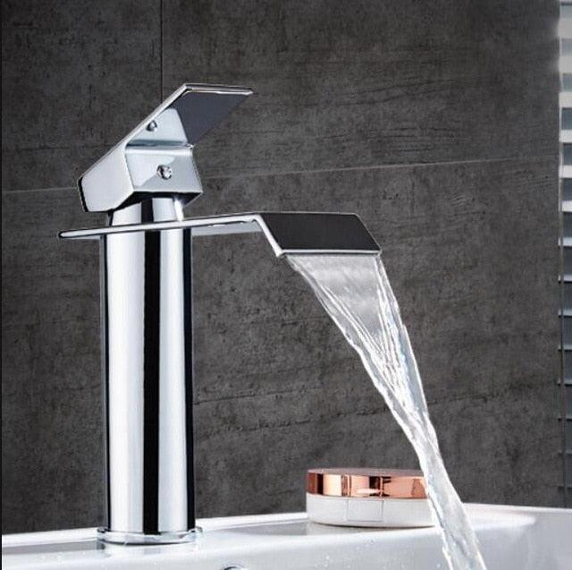 Brass Waterfall Vanity Faucet Mixer Tap