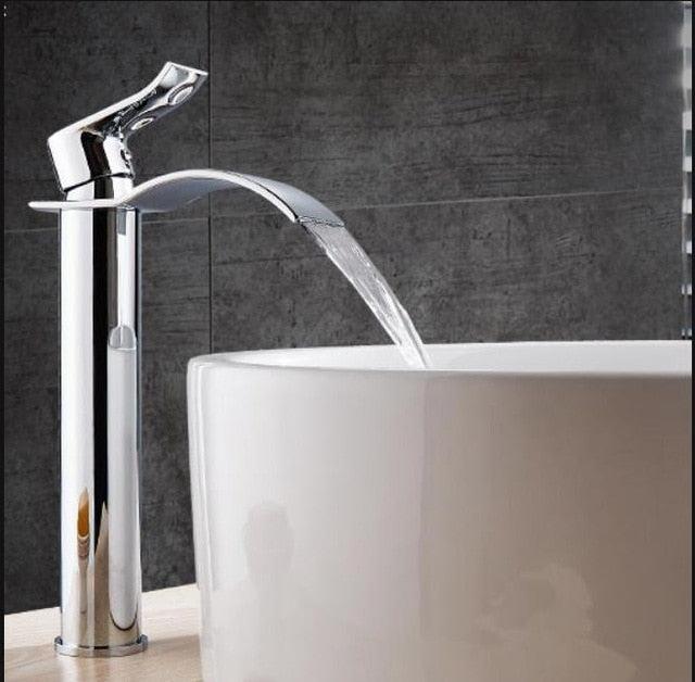 Brass Waterfall Vanity Faucet Mixer Tap