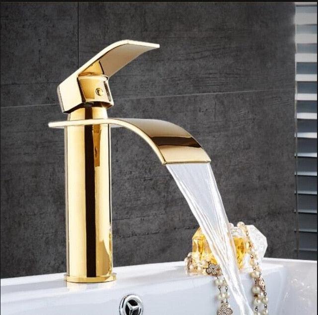 Brass Waterfall Vanity Faucet Mixer Tap
