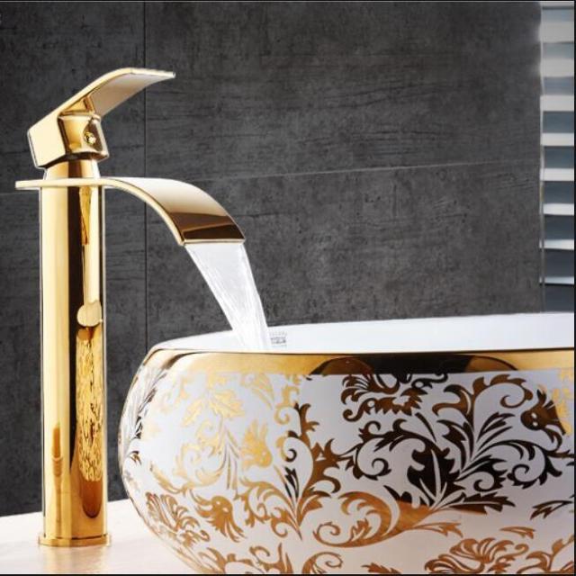 Brass Waterfall Vanity Faucet Mixer Tap