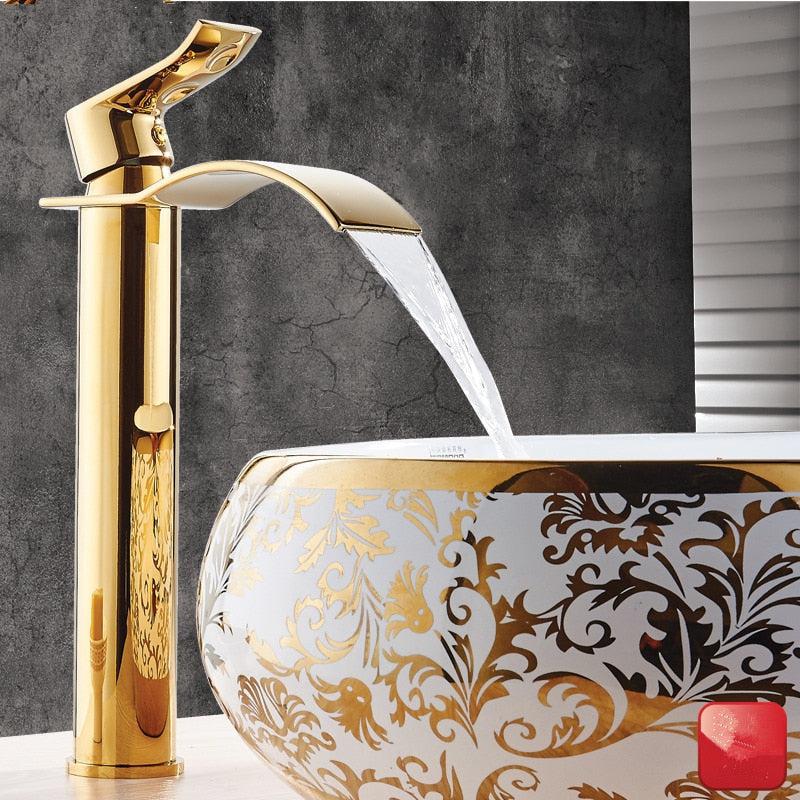 Brass Waterfall Vanity Faucet Mixer Tap