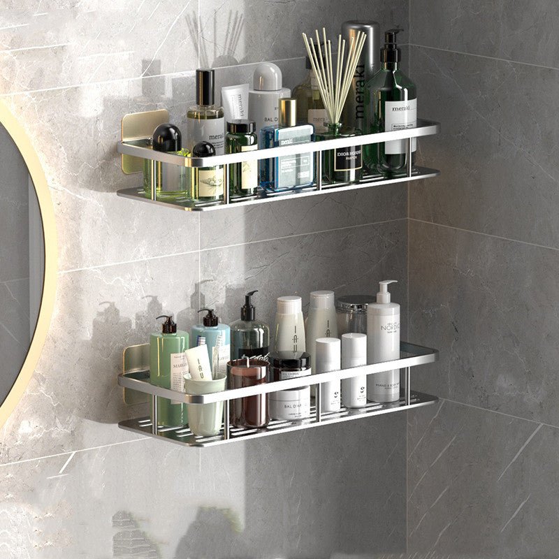Drill-Free Aluminum Bathroom Shelves for Space-Saving Storage