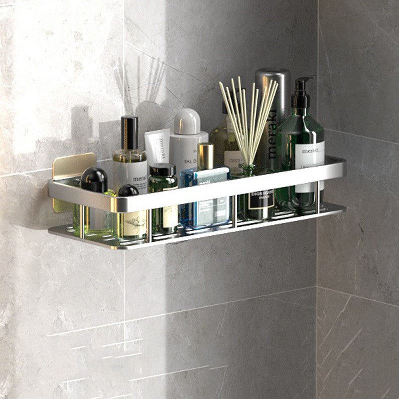 Drill-Free Aluminum Bathroom Shelves for Easy Storage