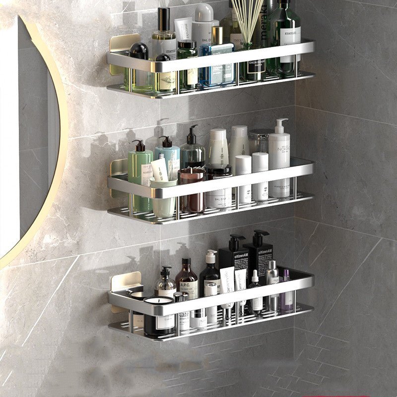 Drill-Free Aluminum Bathroom Shelves for Space-Saving Storage