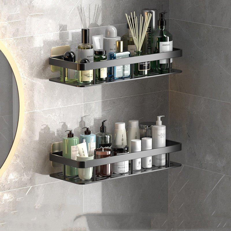 Drill-Free Aluminum Bathroom Shelves for Easy Storage