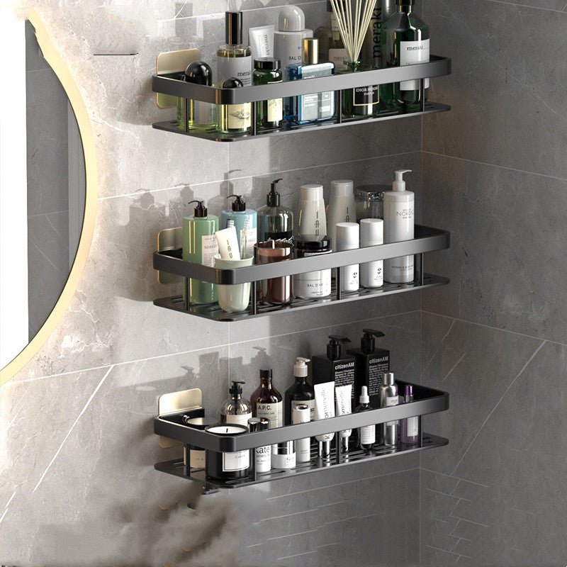 Drill-Free Aluminum Bathroom Shelves for Easy Storage