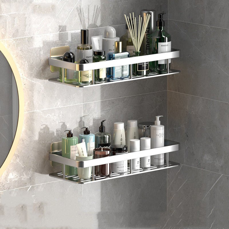 Drill-Free Aluminum Bathroom Shelves for Easy Storage