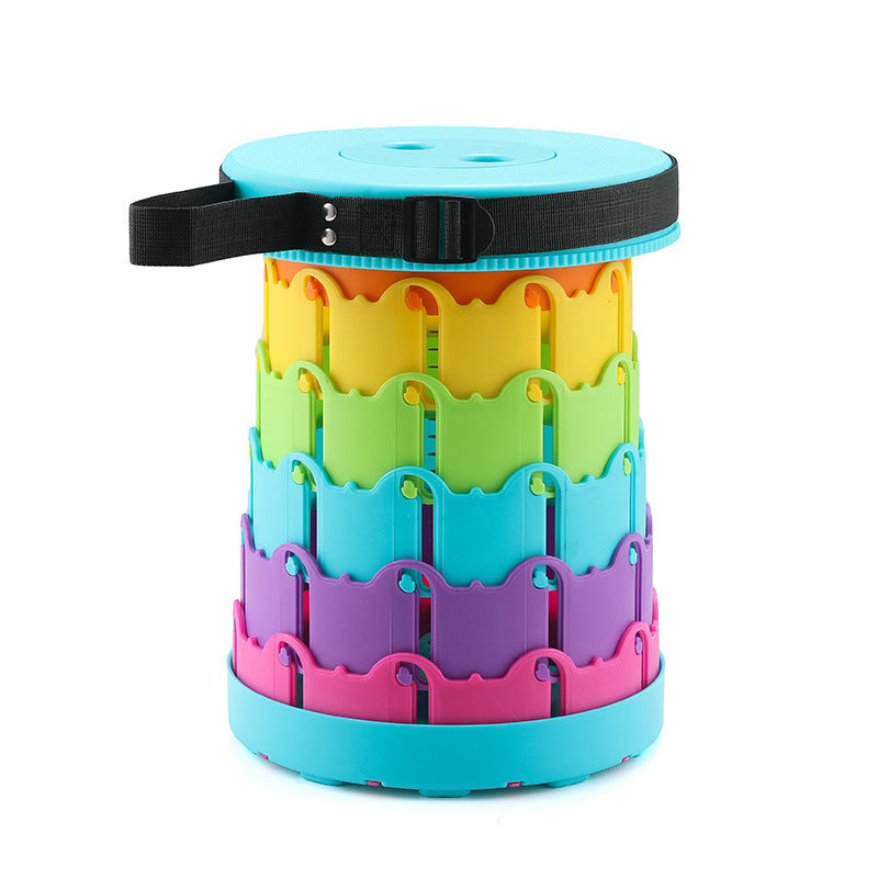 Retractable Folding Stool with Adjustable Height and High Load Capacity