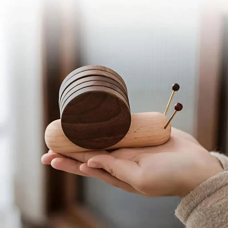 Wooden Coaster Set with Tree Trunk Design for Table Protection