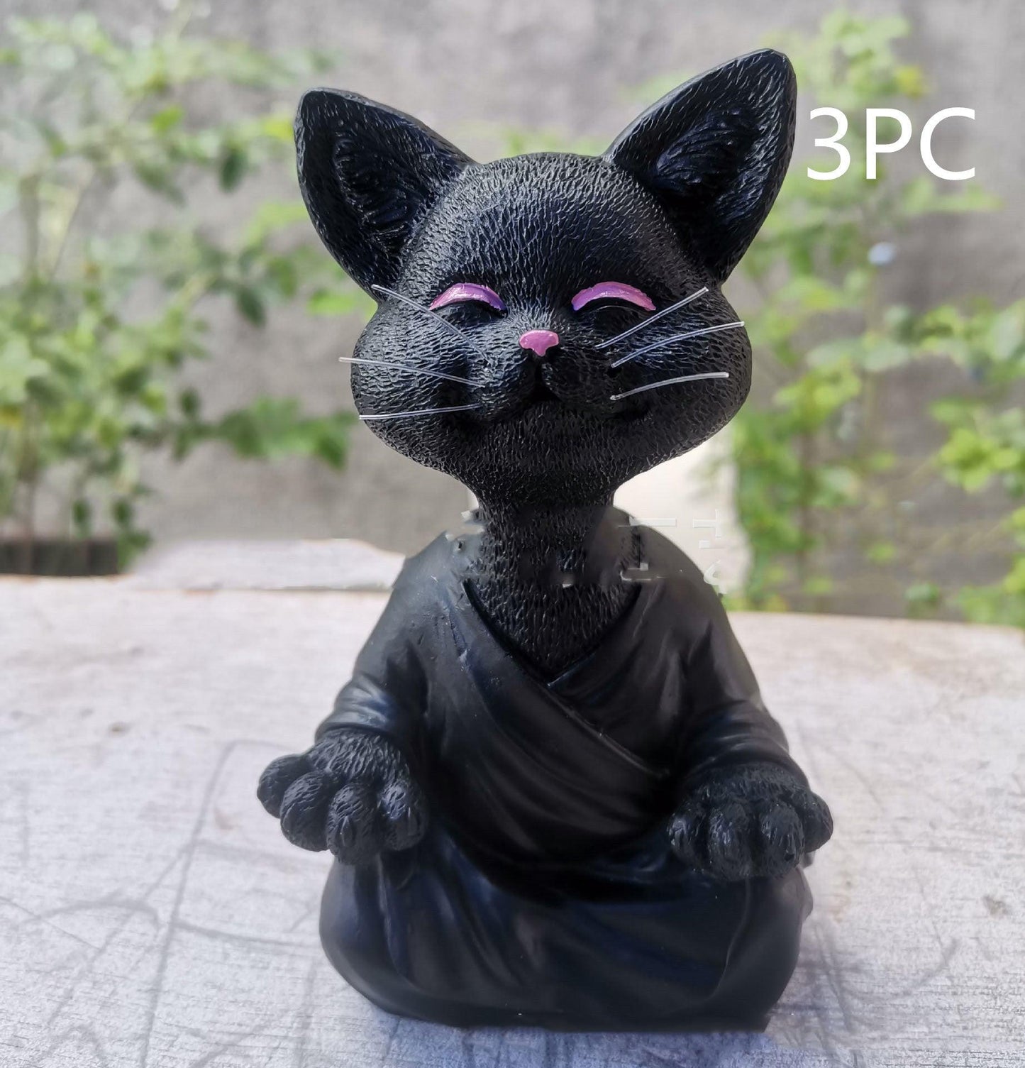 Black Buddha Cat Figure for Meditation and Yoga Decor