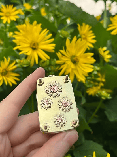 Mini Flower Press with Brass and Silver Details - Portable Botanical Keepsake Maker