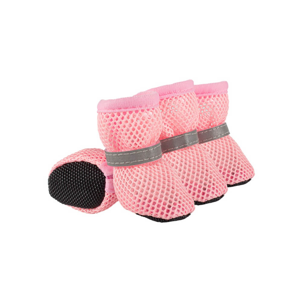 Breathable Mesh Dog Shoes with Reflective Straps and Non-Slip Sole
