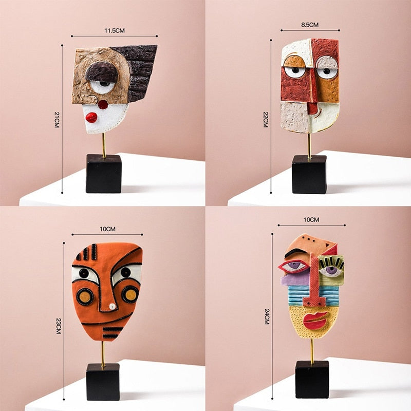 Abstract Pop Art Face Sculpture in Resin