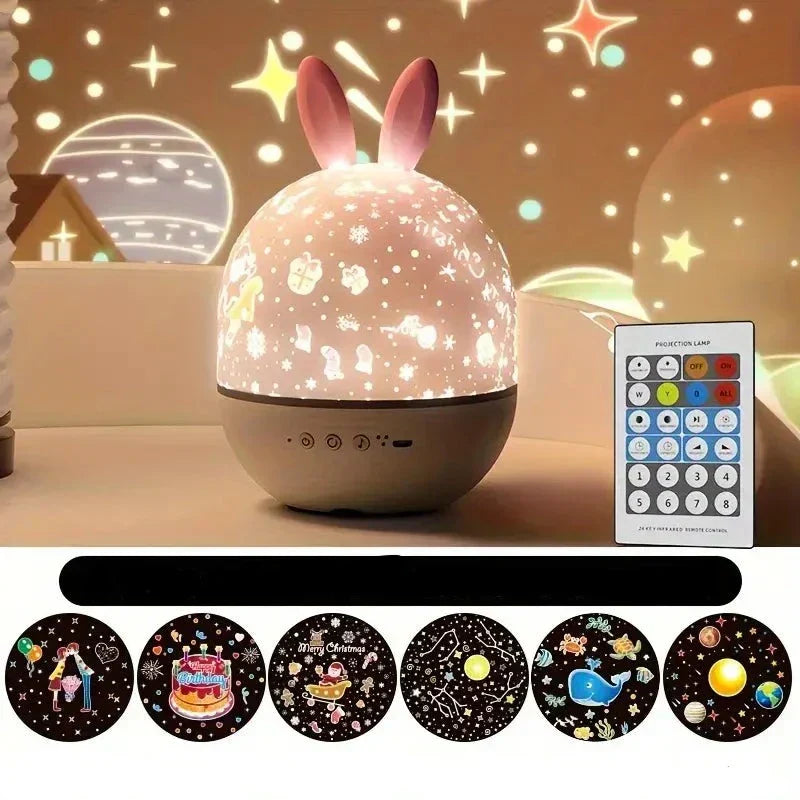 Bunny Ear Star Projector Night Light with Music