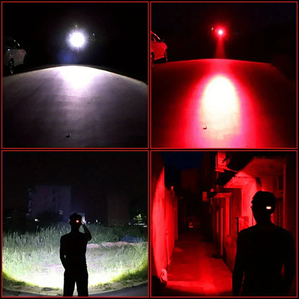 Rechargeable LED Headlamp with White, Red, and Green Light Settings