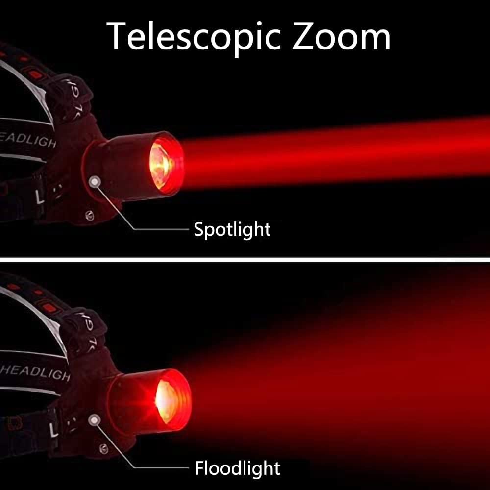 Rechargeable LED Headlamp with White, Red, and Green Light Settings